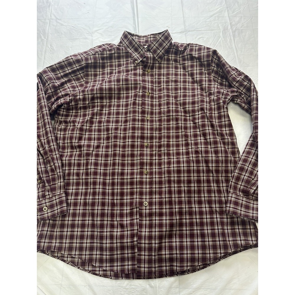 L.L. Bean Mens Oxford Shirt Red Traditional Fit Pockets Cotton Large